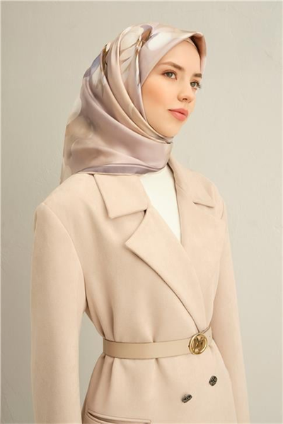 Armine Çiçek Desenli Saf İpek Twill Eşarp 9305D 06