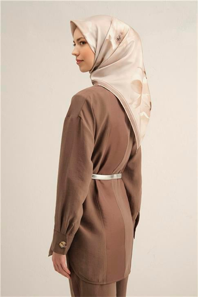 Armine Çiçek Desenli Saf İpek Twill Eşarp 9305D 05