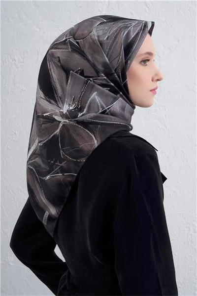 Armine Çiçek Desenli Saf İpek Twill Eşarp 9406D 59