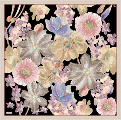 Armine Çiçek Desenli Saf İpek Twill Eşarp 9318D 04