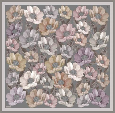Armine Çiçek Desenli Saf İpek Twill Eşarp 9403D 11