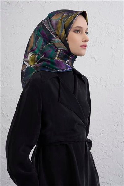Armine Çiçek Desenli Saf İpek Twill Eşarp 9406D 84