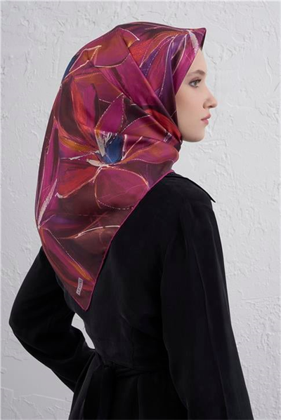 Armine Çiçek Desenli Saf İpek Twill Eşarp 9406D 51