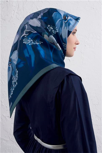 Armine Çiçek Desenli Saf İpek Twill Eşarp 9414D 52
