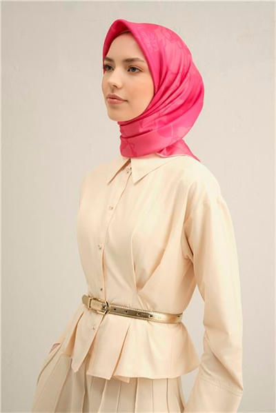 Armine Çiçek Desenli Saf İpek Twill Eşarp 9344D 30