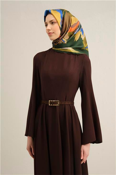 Armine Çiçek Desenli Saf İpek Twill Eşarp 9340D 54