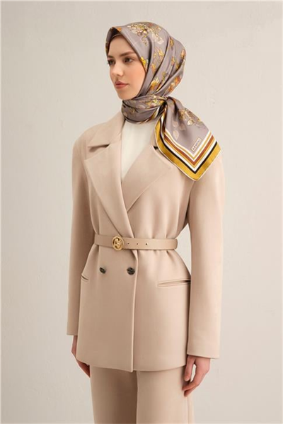 Armine Çiçek Desenli Saf İpek Twill Eşarp 9316D 34