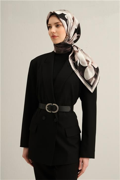 Armine Çiçek Desenli Saf İpek Twill Eşarp 9305D 85
