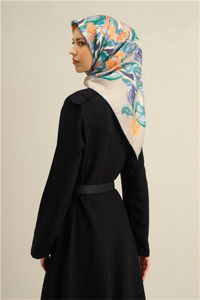 Armine Çiçek Desenli Saf İpek Twill Eşarp 9332D 81