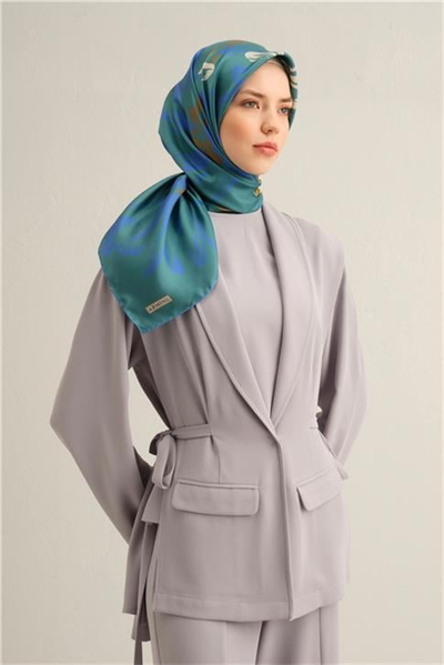 Armine Çiçek Desenli Saf İpek Twill Eşarp 9322D 37