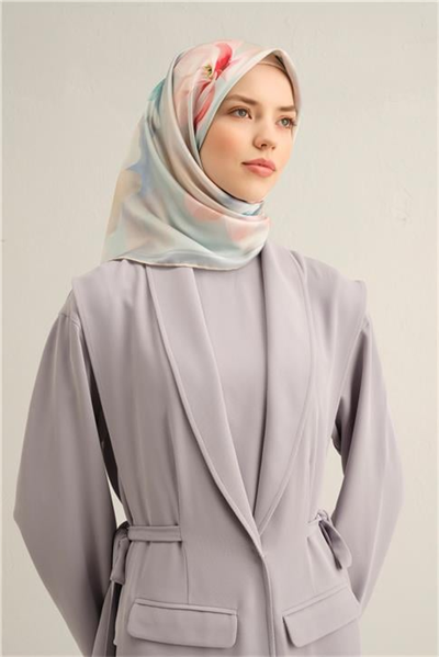 Armine Çiçek Desenli Saf İpek Twill Eşarp 9305D 80