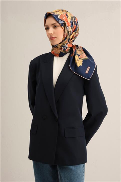 Armine Çiçek Desenli Saf İpek Twill Eşarp 9332D 37