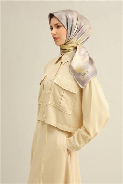 Armine Çiçek Desenli Saf İpek Twill Eşarp 9310D 52