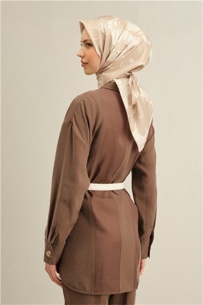 Armine Çiçek Desenli Saf İpek Twill Eşarp 9344D 31