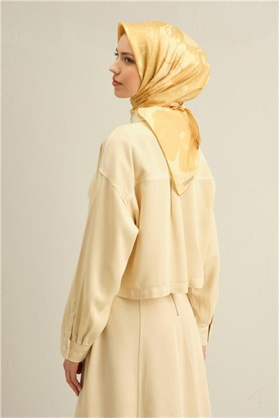 Armine Çiçek Desenli Saf İpek Twill Eşarp 9344D 33