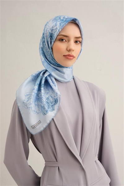 Armine Çiçek Desenli Saf İpek Twill Eşarp 9330D 81