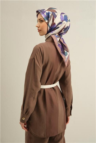 Armine Çiçek Desenli Saf İpek Twill Eşarp 9312D 81