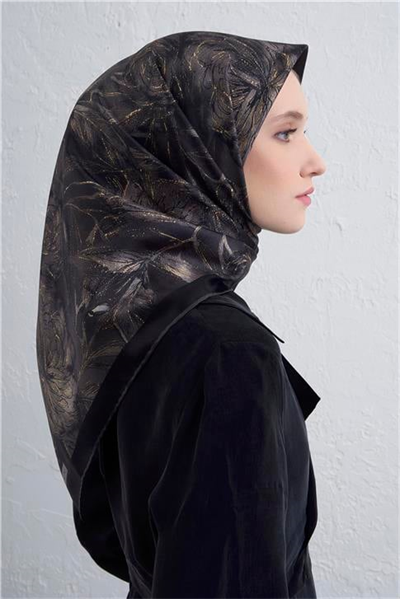 Armine Çiçek Desenli Saf İpek Twill Eşarp 9409D 85