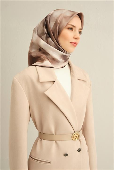 Armine Çiçek Desenli Saf İpek Twill Eşarp 9310D 86