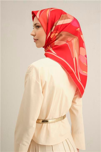 Armine Çiçek Desenli Saf İpek Twill Eşarp 9302D 02
