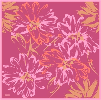 Armine Çiçek Desenli Saf İpek Twill Eşarp 9322D 09