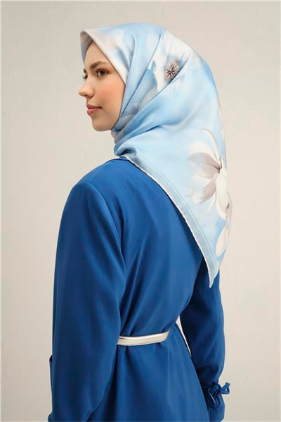 Armine Çiçek Desenli Saf İpek Twill Eşarp 9305D 87