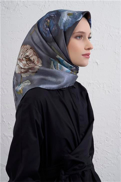 Armine Çiçek Desenli Saf İpek Twill Eşarp 9419D 36