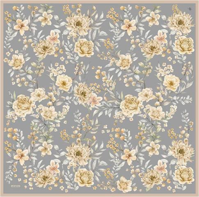 Armine Çiçek Desenli Saf İpek Twill Eşarp 9347D 52