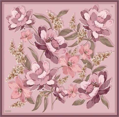 Armine Çiçek Desenli Saf İpek Twill Eşarp 9414D 3
