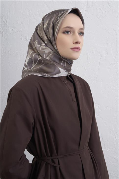 Armine Çiçek Desenli Saf İpek Twill Eşarp 9406D 85