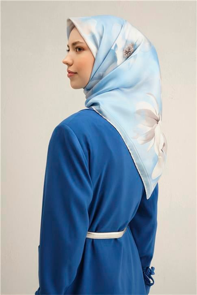 Armine Çiçek Desenli Saf İpek Twill Eşarp 9305D 87