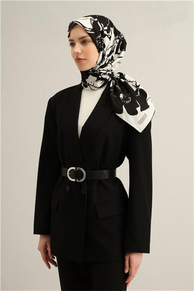 Armine Çiçek Desenli Saf İpek Twill Eşarp 9344D 44