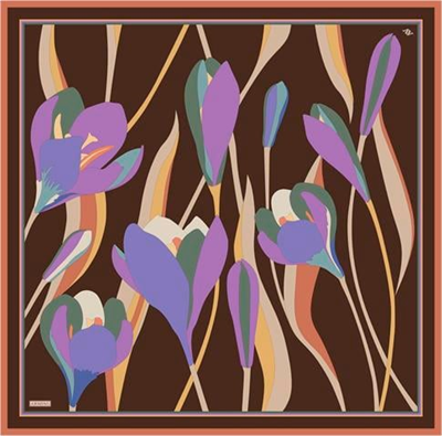 Armine Çiçek Desenli Saf İpek Twill Eşarp 9302D 83