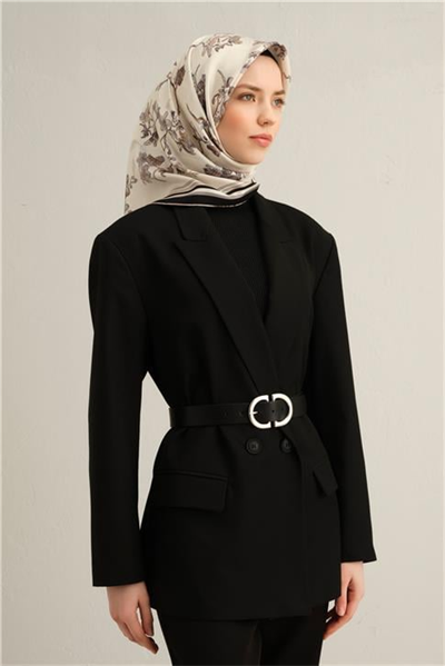 Armine Çiçek Desenli Saf İpek Twill Eşarp 9316D 85