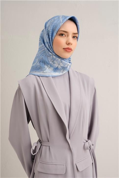 Armine Çiçek Desenli Saf İpek Twill Eşarp 9353D 37