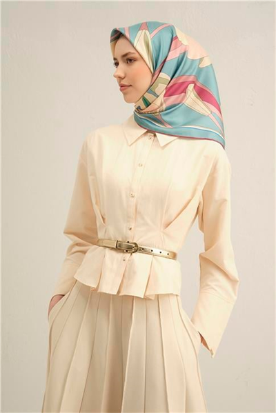 Armine Çiçek Desenli Saf İpek Twill Eşarp 9302D 54