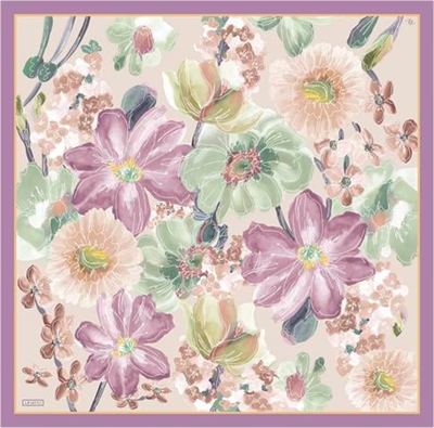 Armine Çiçek Desenli Saf İpek Twill Eşarp 9318D 32