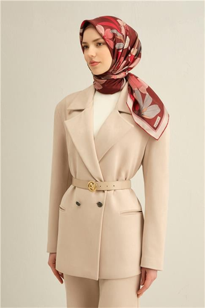 Armine Çiçek Desenli Saf İpek Twill Eşarp 9312D 85