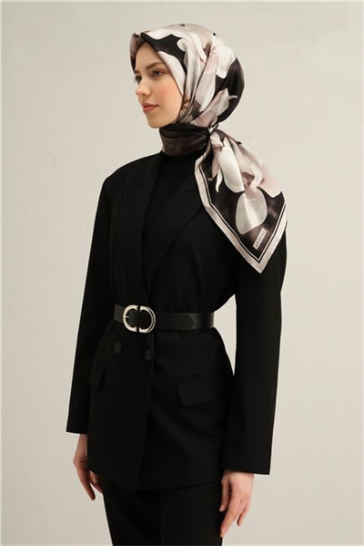 Armine Çiçek Desenli Saf İpek Twill Eşarp 9305D 85