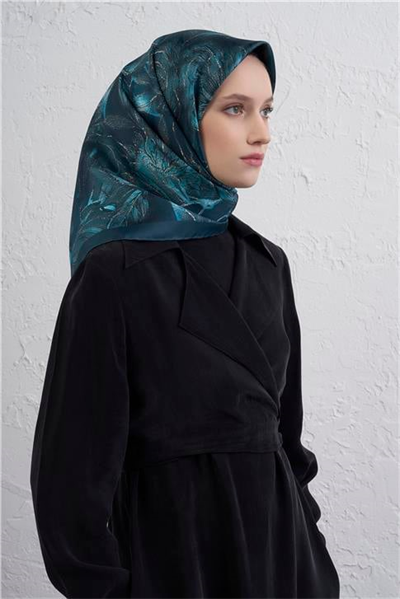 Armine Çiçek Desenli Saf İpek Twill Eşarp 9409D 04