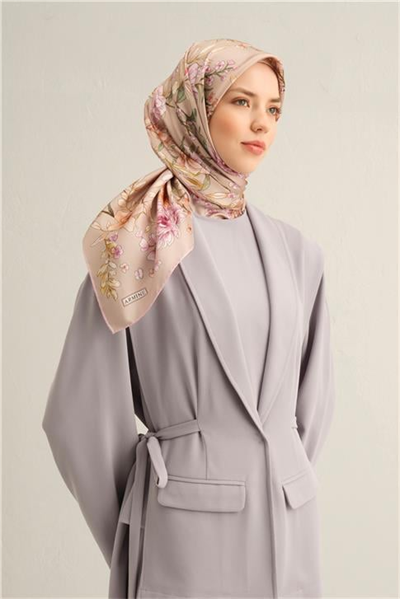 Armine Çiçek Desenli Saf İpek Twill Eşarp 9347D 34