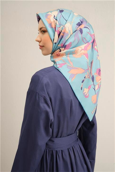 Armine Çiçek Desenli Saf İpek Twill Eşarp 9342D 34