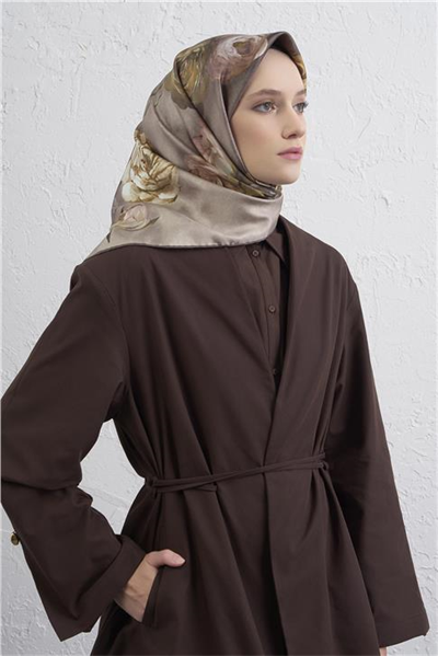 Armine Çiçek Desenli Saf İpek Twill Eşarp 9419D 35