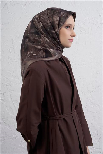 Armine Çiçek Desenli Saf İpek Twill Eşarp 9409D 82