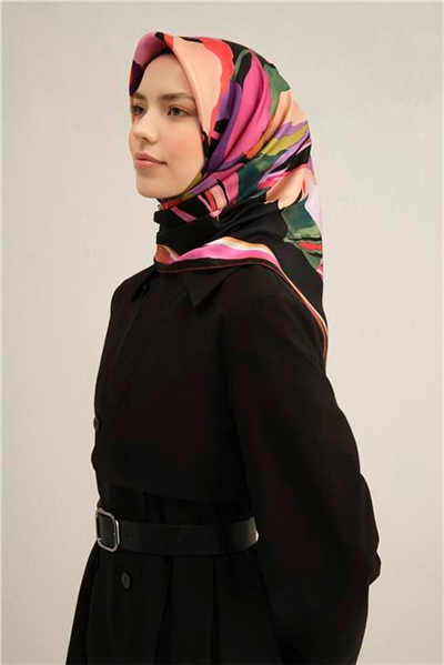Armine Çiçek Desenli Saf İpek Twill Eşarp 9340D 36