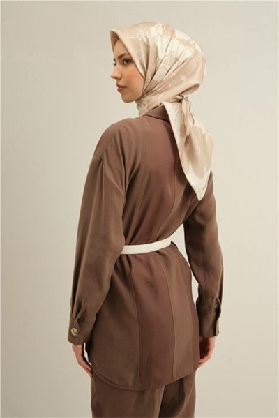 Armine Çiçek Desenli Saf İpek Twill Eşarp 9344D 31