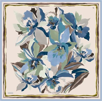 Armine Çiçek Desenli Saf İpek Twill Eşarp 9340D 34