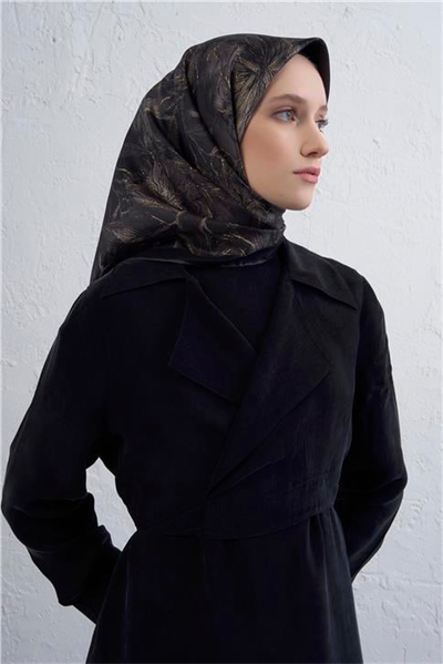 Armine Çiçek Desenli Saf İpek Twill Eşarp 9409D 85