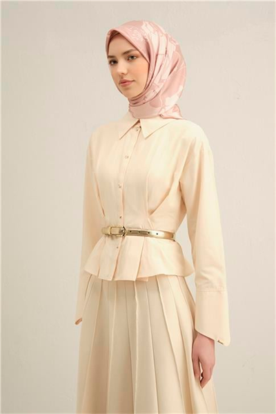 Armine Çiçek Desenli Saf İpek Twill Eşarp 9344D 32