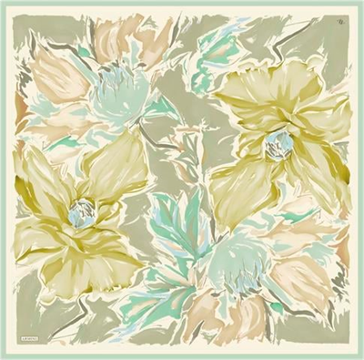Armine Çiçek Desenli Saf İpek Twill Eşarp 9337D 83